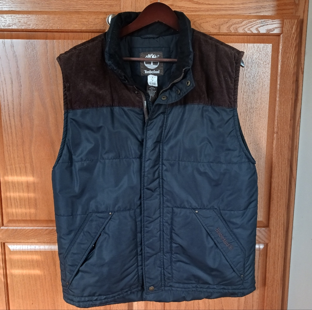 Timberland black brown Corduroy Collar Men size M Puffer Vest Men size MExce
